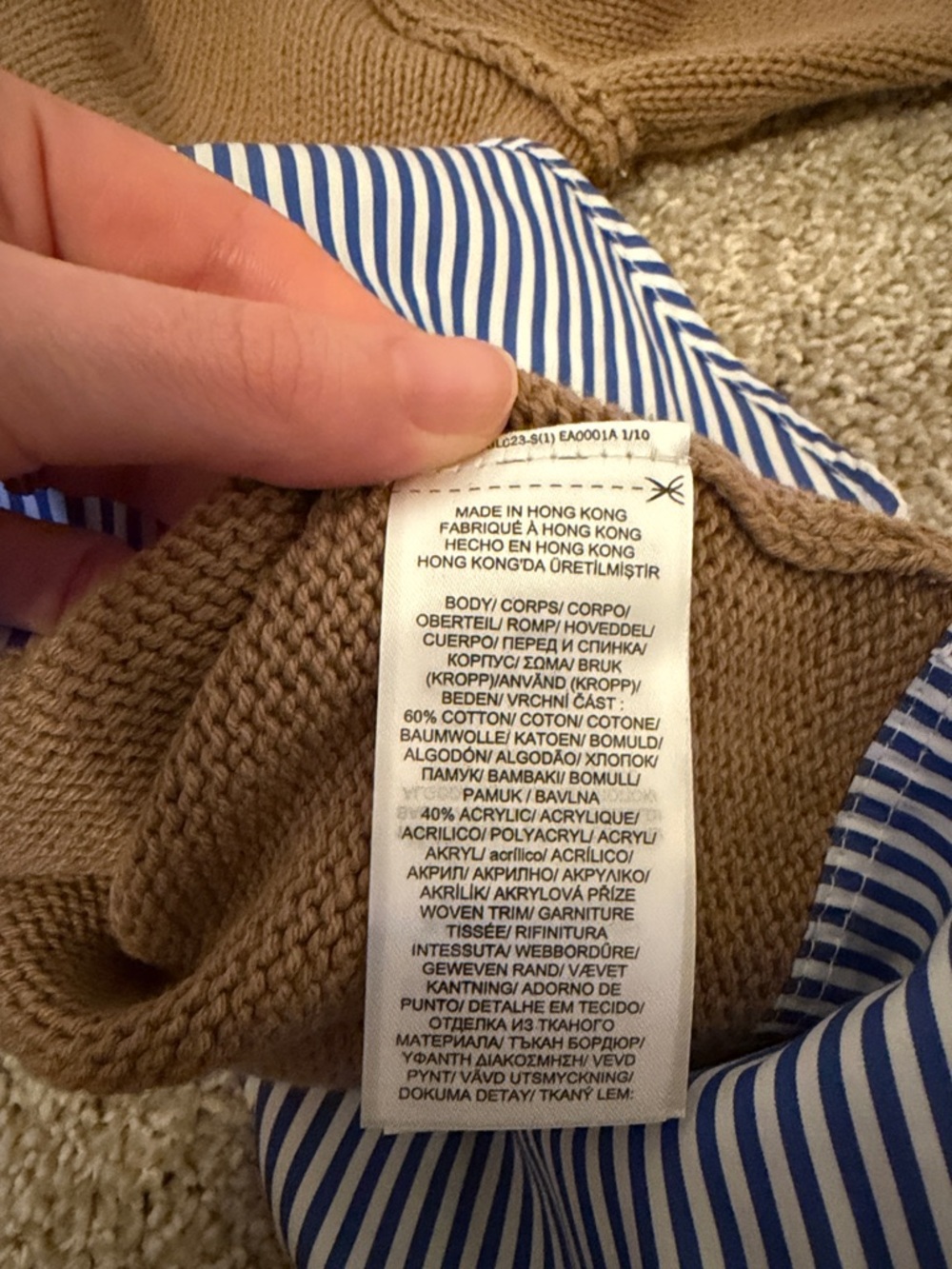 Lauren Ralph Lauren Layered Cotton Sweater Large New Classic Camel Preppy XL NEW - Picture 3 of 3
